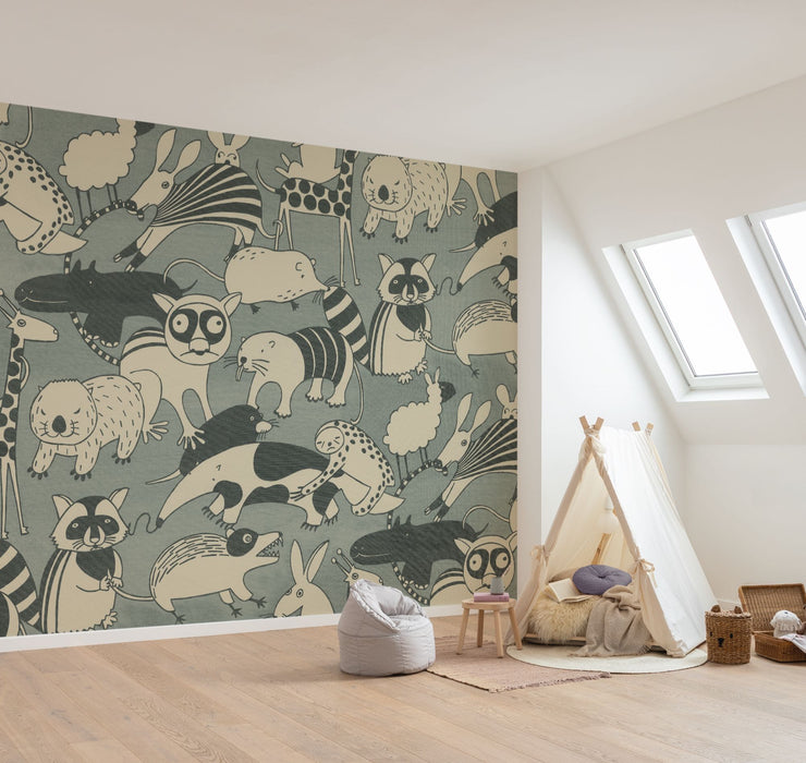 Komar NEU | Digitaldruck Vlies Fototapete - Wobble Zoo - Größe 300 x 250 cm