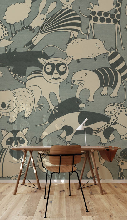 Komar NEU | Digitaldruck Vlies Fototapete - Wobble Zoo - Größe 300 x 250 cm