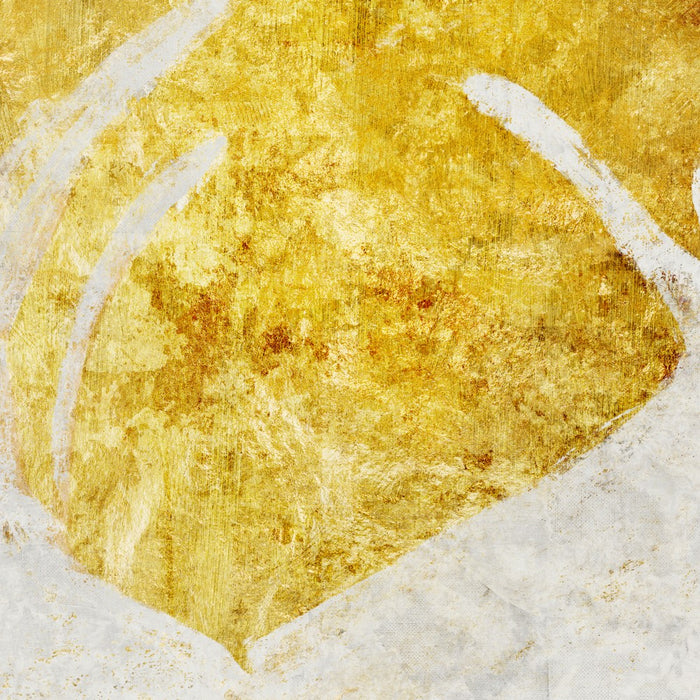 Komar NEU | Digitaldruck Vlies Fototapete - Golden Monstera - Größe 300 x 250 cm