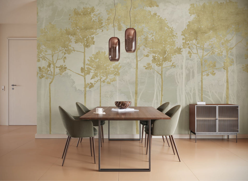 Komar NEU | Digitaldruck Vlies Fototapete - Golden Pines - Größe 400 x 250 cm