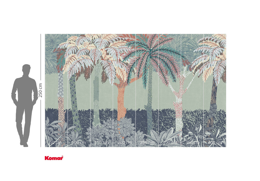 Komar NEU | Digitaldruck Vlies Fototapete - Patterned Palms - Größe 400 x 250 cm