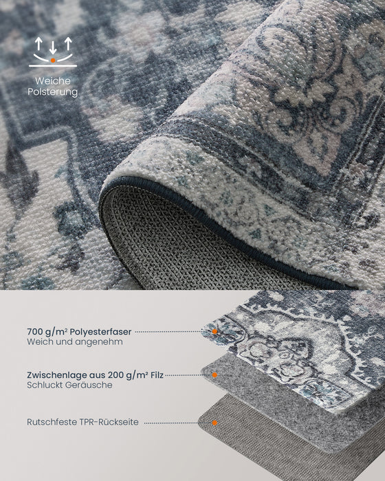 AUSLAUF SONGMICS HOME | Area Rug 80 x 150 cm Living Room Rug Non-Slip Rug Traditional Vintage Style Living Room Kitchen Hallway Dining Room Machine Washable Dove grau TAR037G01