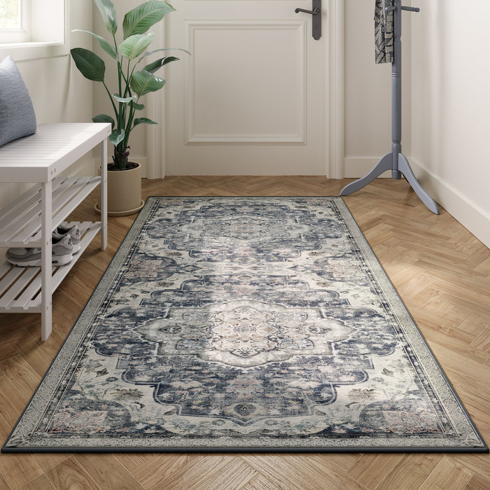AUSLAUF SONGMICS HOME | Area Rug 80 x 150 cm Living Room Rug Non-Slip Rug Traditional Vintage Style Living Room Kitchen Hallway Dining Room Machine Washable Dove grau TAR037G01