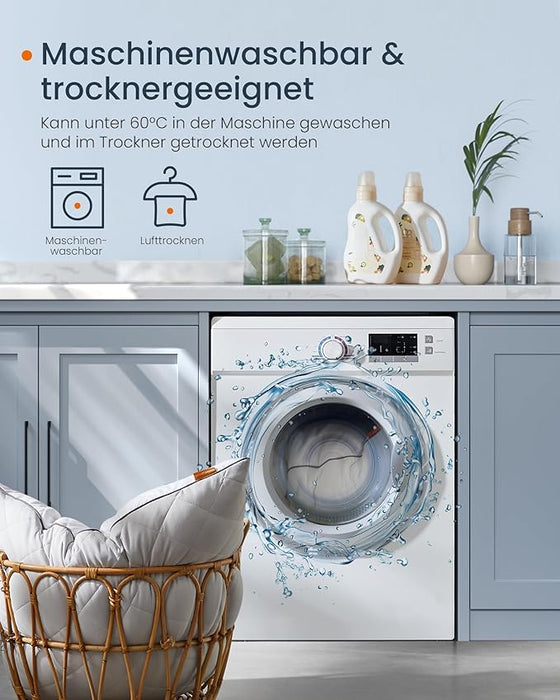 AUSLAUF SONGMICS HOME | Reversible Pillow 80 x 80 cm Cooling Soft Cover 1200g Filling Winter Summer Machine Washable Tumble Dry 60°C Dove grau TBP022G01