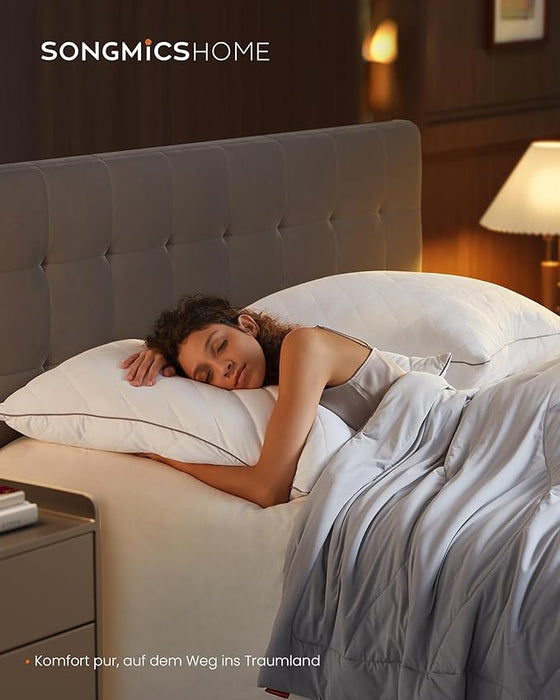 AUSLAUF SONGMICS HOME | Reversible Pillow 80 x 80 cm Cooling Soft Cover 1200g Filling Winter Summer Machine Washable Tumble Dry 60°C Cloud weiß TBP022W01