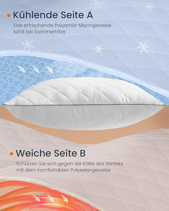 AUSLAUF SONGMICS HOME | Reversible Pillow 80 x 80 cm Cooling Soft Cover 1200g Filling Winter Summer Machine Washable Tumble Dry 60°C Cloud weiß TBP022W01