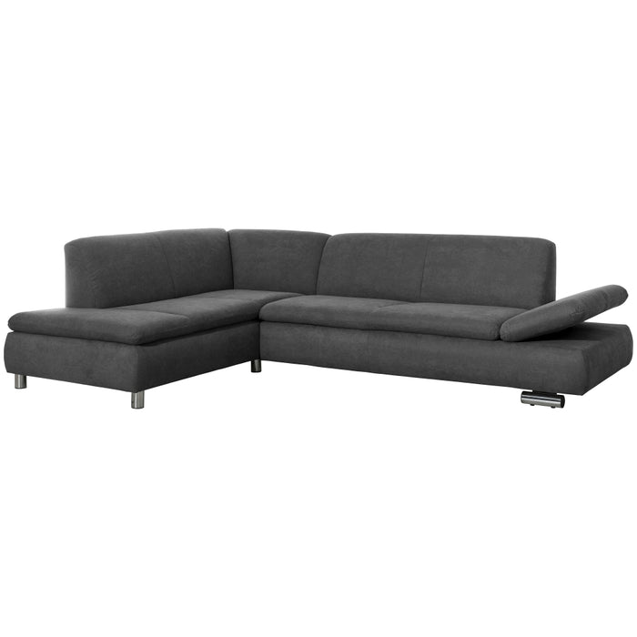 NEU Max Winzer | Terrence | Sofa | Ecksofa links mit Sofa 2,5-Sitzer rechts | Flachgewebe | Füße Metall Verchromt (rund)