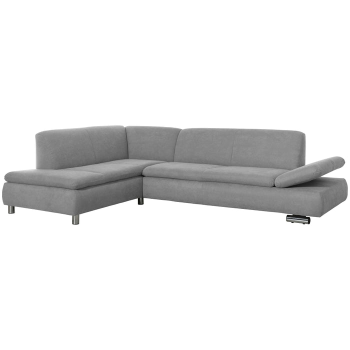 NEU Max Winzer | Terrence | Sofa | Ecksofa links mit Sofa 2,5-Sitzer rechts | Flachgewebe | Füße Metall Verchromt (rund)