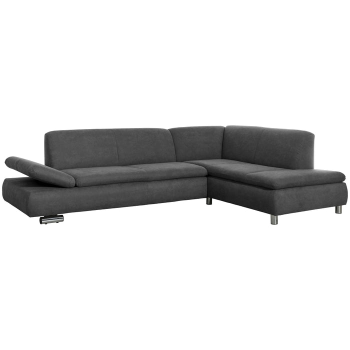 NEU Max Winzer | Terrence | Sofa | Sofa 2,5-Sitzer links mit Ecksofa rechts | Flachgewebe | Füße Metall Verchromt (rund)