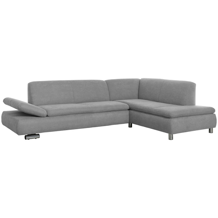 NEU Max Winzer | Terrence | Sofa | Sofa 2,5-Sitzer links mit Ecksofa rechts | Flachgewebe | Füße Metall Verchromt (rund)