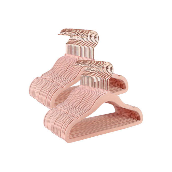 AUSLAUF SONGMICS | Baby Hangers, Pack of 50 kid’s Velvet Hangers with Rose gold Hooks, Non-Slip Children’s Hangers for Clothes in Closet, Baby or Children's Coats, Light Pink CRF027P01