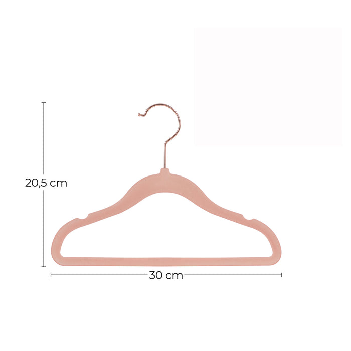 AUSLAUF SONGMICS | Baby Hangers, Pack of 50 kid’s Velvet Hangers with Rose gold Hooks, Non-Slip Children’s Hangers for Clothes in Closet, Baby or Children's Coats, Light Pink CRF027P01