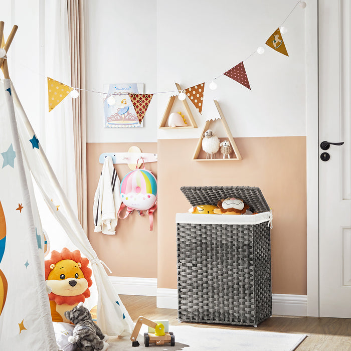 NEU | SONGMICS | Wäschekorb Polyrattan 90 L Grau