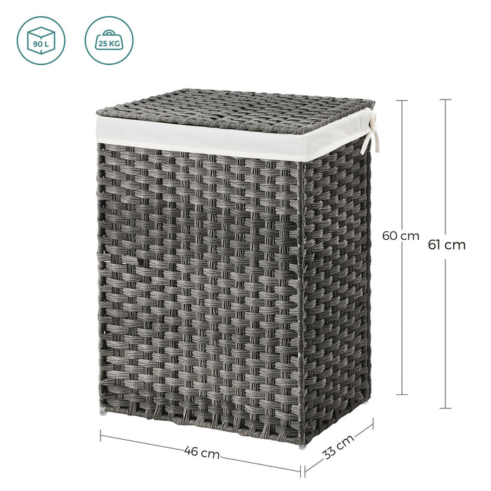 NEU | SONGMICS | Wäschekorb Polyrattan 90 L Grau