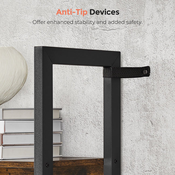 AUSLAUF VASAGLE | Bookcase, Bookshelf with 14 Storage Shelves, Metal Frame, Living Room, Study, Office, Industrial Style, 158 x 24 x 166 cm, rustikal braun und Black LLS107B01