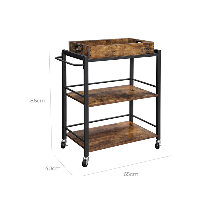 NEU | VASAGLE | Küchenwagen mit Tablett Vintagebraun