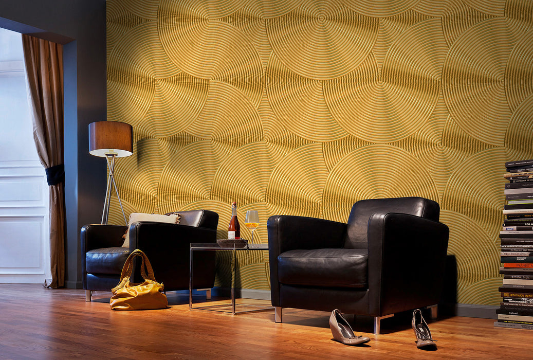 Komar NEU | Digitaldruck Vlies Fototapete - Groovy Gold - Größe 400 x 250 cm