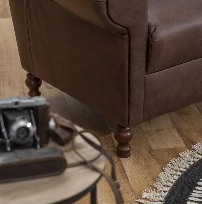 NEU Max Winzer | Vary | Sessel | Ohrenbackensessel | Echtleder (Antikoptik | Füße Buche Nussbaum Dunkel Lackiert (gedrechselt)