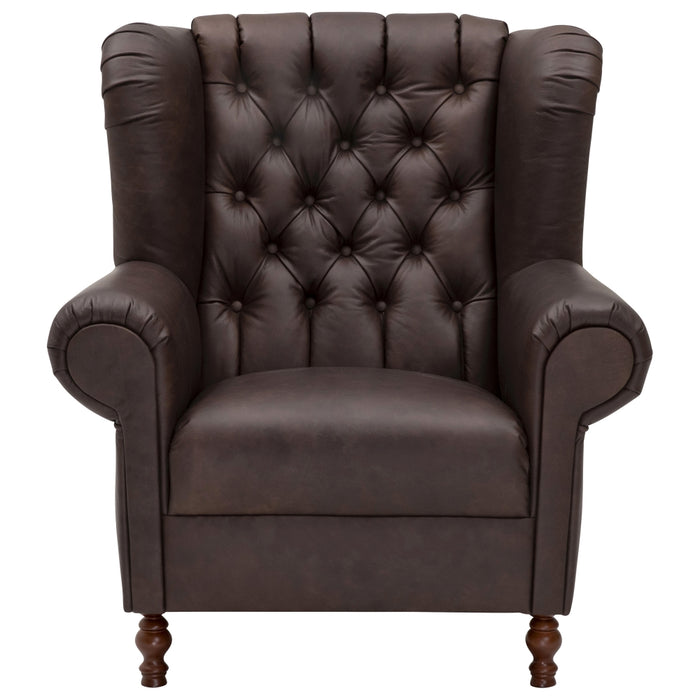 NEU Max Winzer | Vary | Sessel | Ohrenbackensessel | Echtleder (Antikoptik | Füße Buche Nussbaum Dunkel Lackiert (gedrechselt)