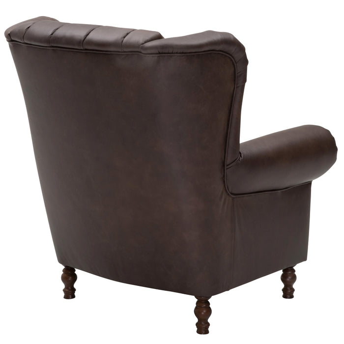 NEU Max Winzer | Vary | Sessel | Ohrenbackensessel | Echtleder (Antikoptik | Füße Buche Nussbaum Dunkel Lackiert (gedrechselt)