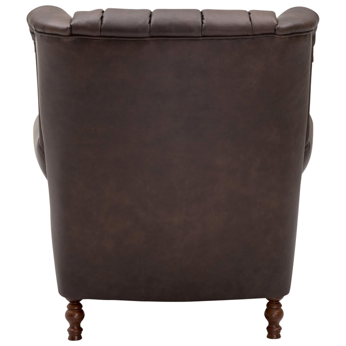 NEU Max Winzer | Vary | Sessel | Ohrenbackensessel | Echtleder (Antikoptik | Füße Buche Nussbaum Dunkel Lackiert (gedrechselt)