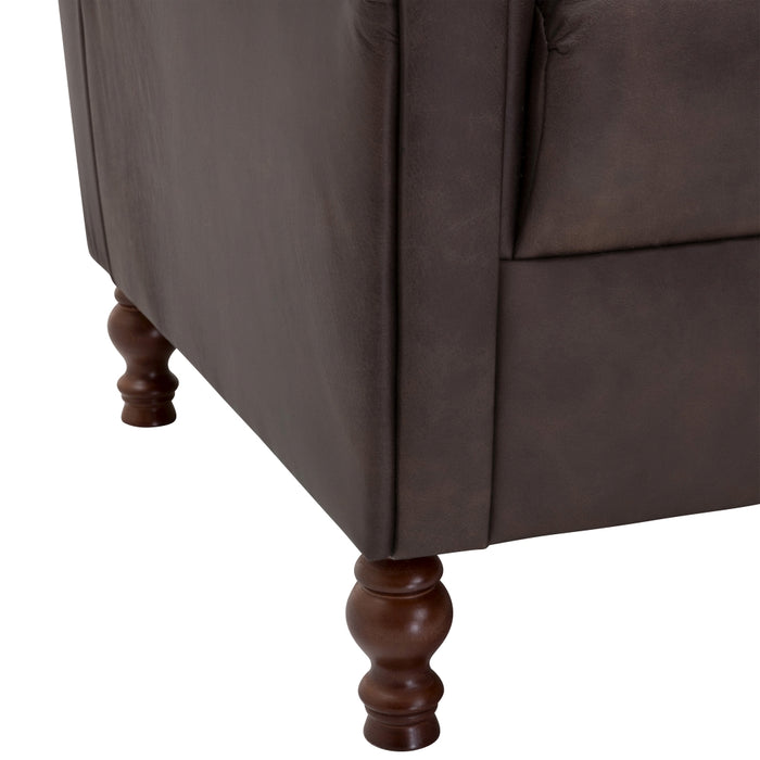 NEU Max Winzer | Vary | Sessel | Ohrenbackensessel | Echtleder (Antikoptik | Füße Buche Nussbaum Dunkel Lackiert (gedrechselt)