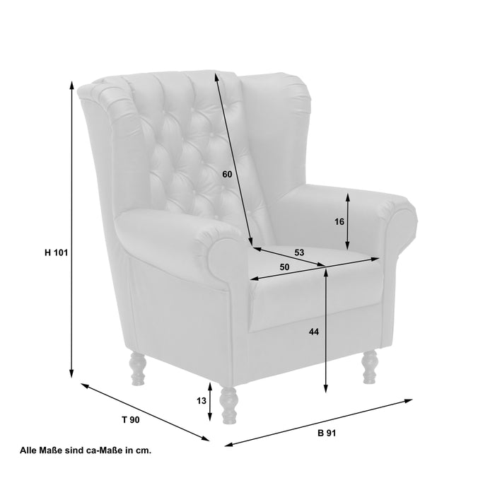 NEU Max Winzer | Vary | Sessel | Ohrenbackensessel | Echtleder (Antikoptik | Füße Buche Nussbaum Dunkel Lackiert (gedrechselt)
