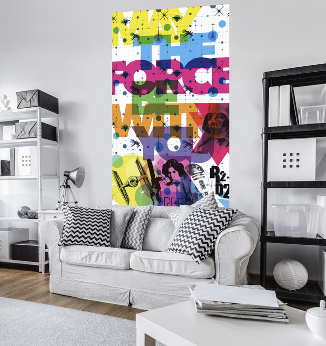 Digitaldruck Vlies Fototapete | Star Wars Pop Neon Geometrics Leia | 120 x 200 cm