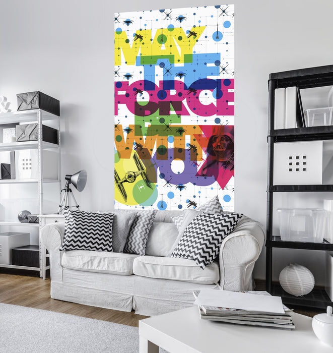Digitaldruck Vlies Fototapete | Star Wars Pop Neon Geometrics Vader | 120 x 200 cm