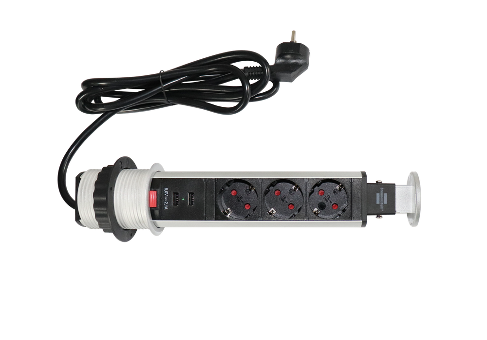 Hammerbacher NEU | Steckdosentower Aluminium versenkbar