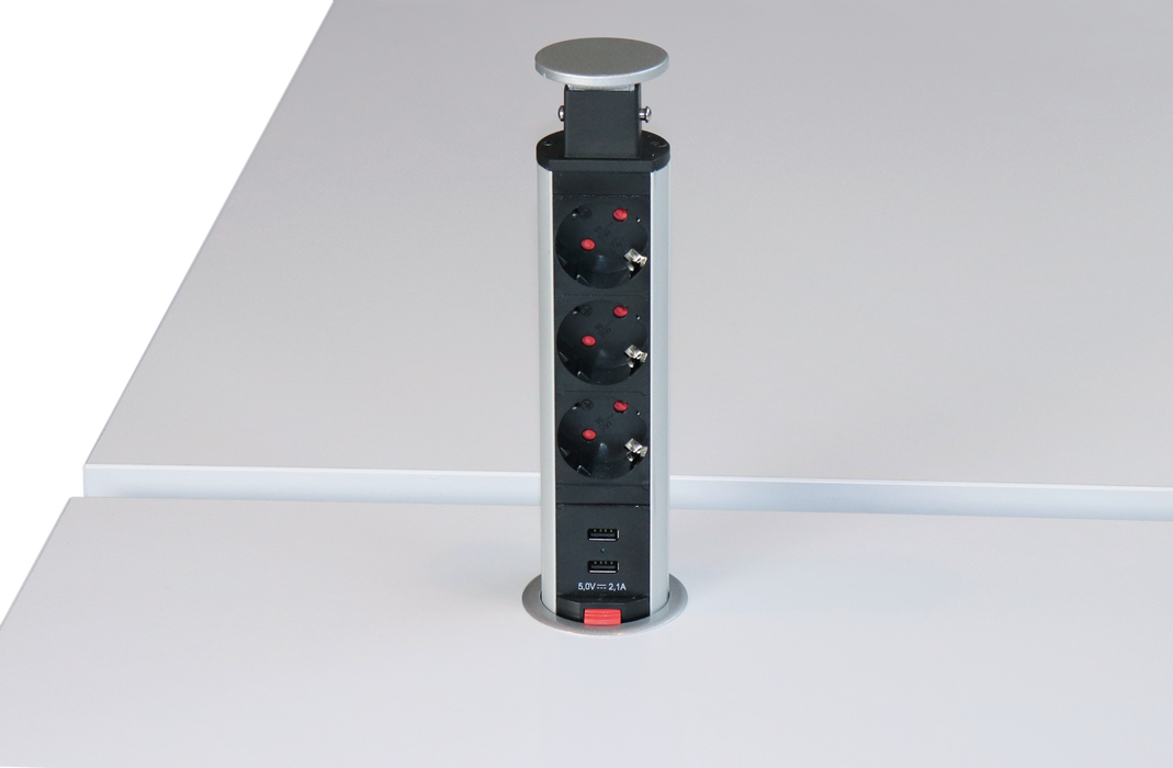 Hammerbacher NEU | Steckdosentower Aluminium versenkbar