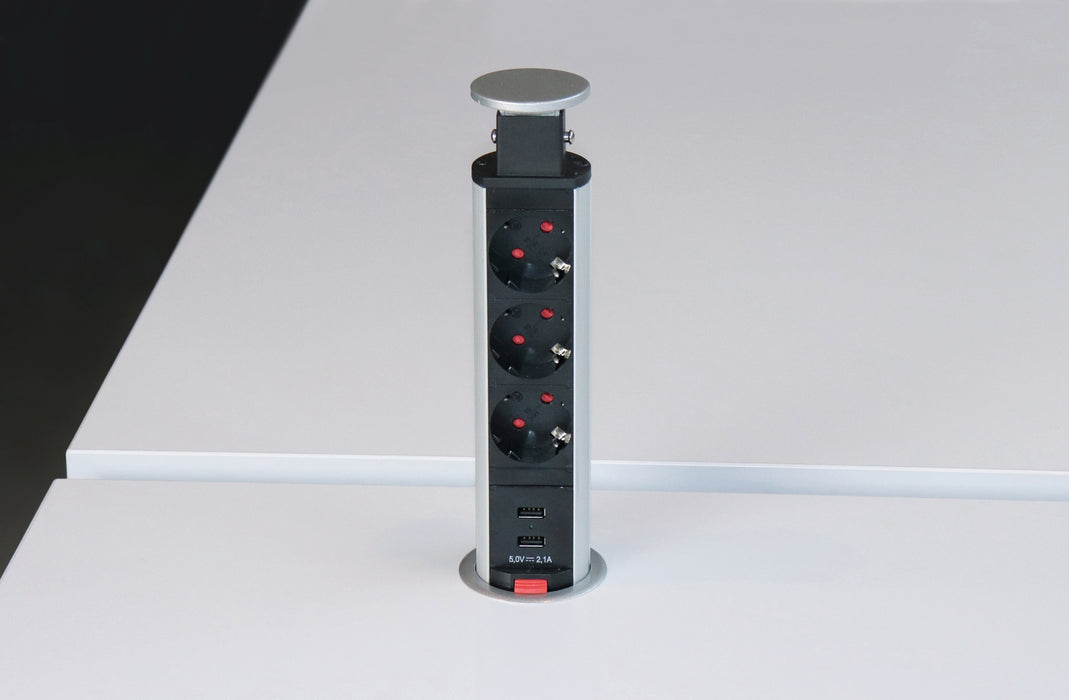 Hammerbacher NEU | Steckdosentower Aluminium versenkbar