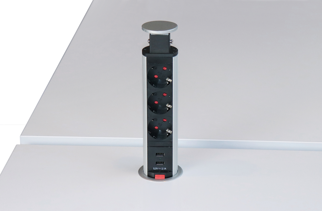 Hammerbacher NEU | Steckdosentower Aluminium versenkbar