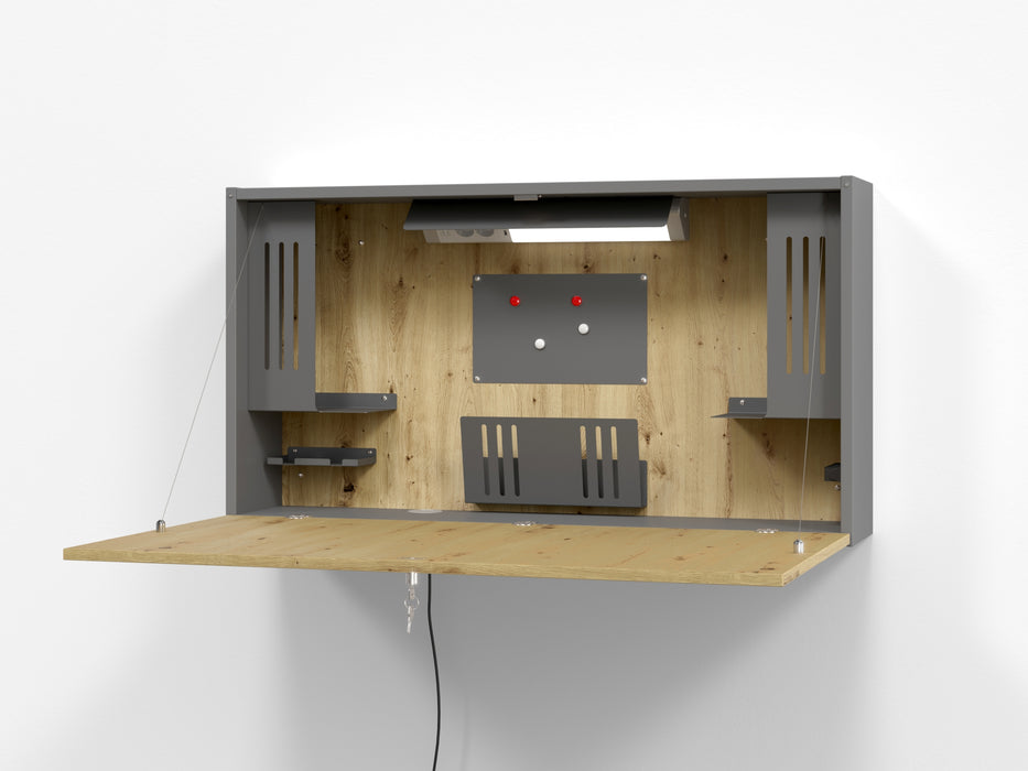 Hammerbacher NEU | Wandschreibtisch 120cm, Graphit/Asteiche