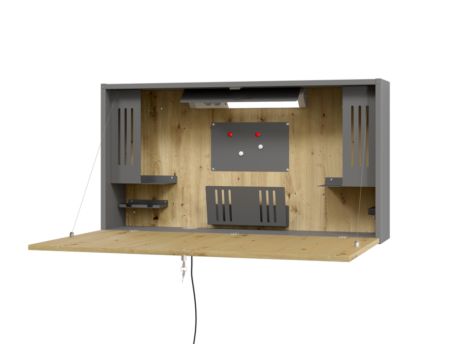 Hammerbacher NEU | Wandschreibtisch 120cm, Graphit/Asteiche