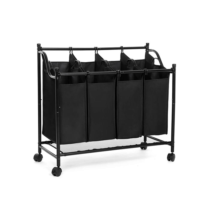 AUSLAUF SONGMICS | Rolling Laundry Sorter, Laundry Basket with 4 Removable Bags, Laundry Hamper, Laundry Trolley, for Laundry Room, Bedroom, Bathroom, 4 x 35L, Black LSF005