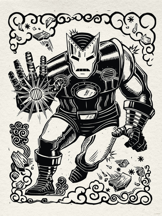 Komar NEU | Komar Wandbild- Marvel Iron Man Lino-Cut