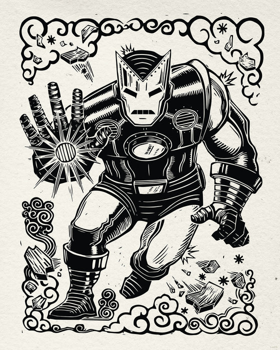 Komar NEU | Komar Wandbild- Marvel Iron Man Lino-Cut