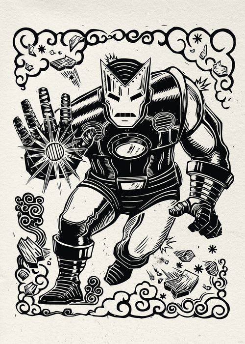 Komar NEU | Komar Wandbild- Marvel Iron Man Lino-Cut