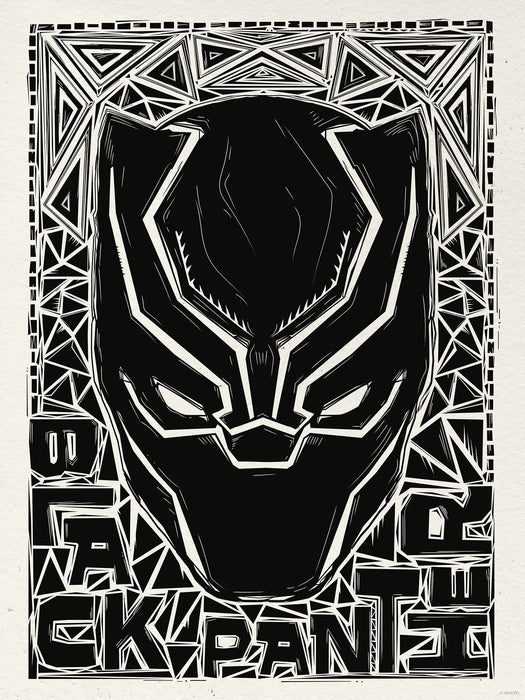 Komar NEU | Komar Wandbild- Marvel Black Panther Lino-Cut Helmet