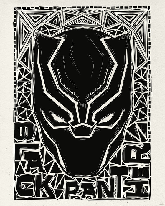 Komar NEU | Komar Wandbild- Marvel Black Panther Lino-Cut Helmet