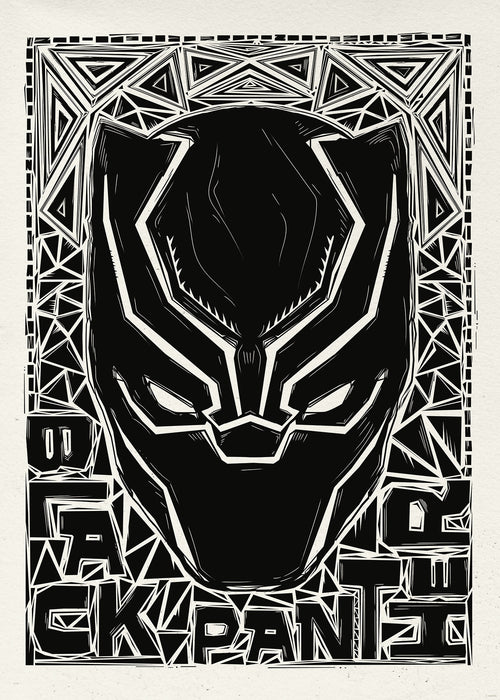 Komar NEU | Komar Wandbild- Marvel Black Panther Lino-Cut Helmet