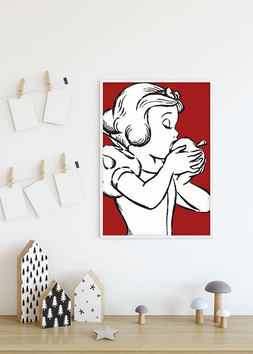 Wandbild - Snow White Apple Bite - red