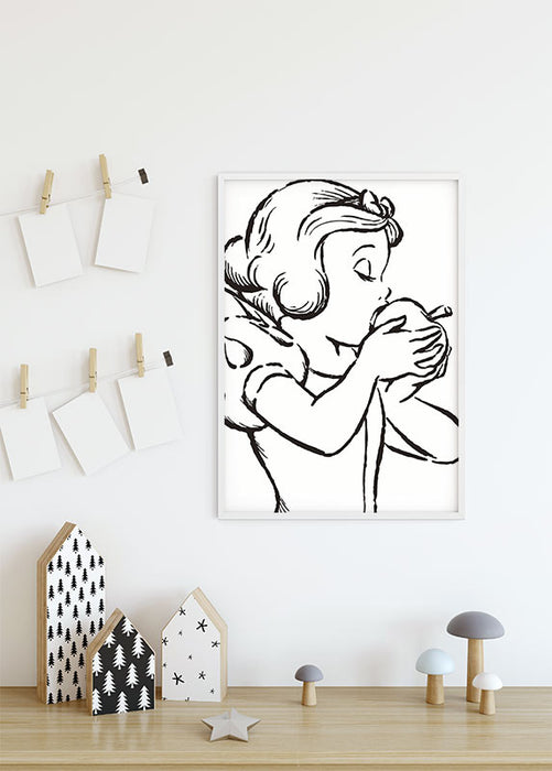 Wandbild - Snow White Apple Bite - white