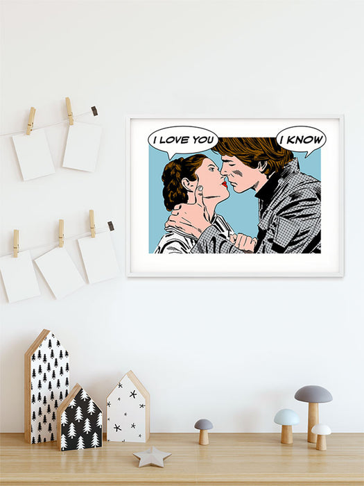 Wandbild - Star Wars Classic Comic Quote Leia Han