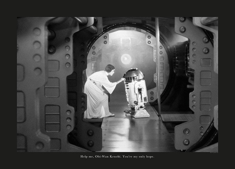 Wandbild - Star Wars Classic Leia R2D2 Quote