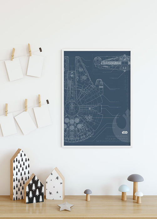 Wandbild - Star Wars Blueprint Falcon