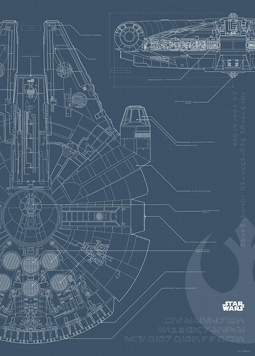 Komar NEU | Wandbild - Star Wars Blueprint Falcon - Größe 30 x 40 cm