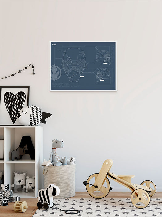 Komar NEU | Wandbild - Star Wars EP9 Blueprint Kylo Helmet - Größe 50 x 40 cm