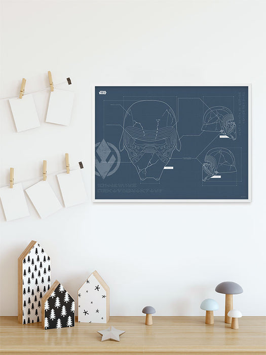 Komar NEU | Wandbild - Star Wars EP9 Blueprint Kylo Helmet - Größe 50 x 40 cm